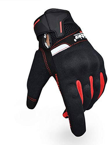 MADBIKE RACING EQUIPMENT Guantes de Motocicleta de Verano para Hombres y Mujeres, Guantes de conducción de Motocicleta con Pantalla táctil, Guantes de Carreras para Deportes de Motor (Rojo, L)