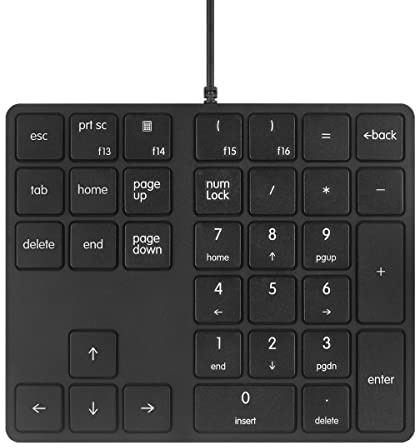 Merdia Numeric Keypads Wired Numpad 34 Keys External Mini Slim Keyboard Magic Force for Financial Cashier Securities-Black| Laptop Accessories | Num Pad | Number keypad for Laptop | Work Keyboard