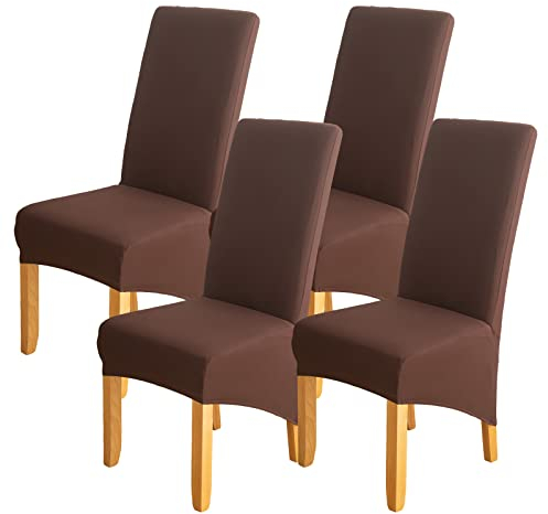 Stuhlhussen 4er Set Stuhlüberzug Elastizität Spandex Universal-Hussen für Stühle Moderne und Elegante Optik Stuhl Schutz Abdeckungen Mit Gummiband für Esszimmer, Bankette, Partys und Dekoration