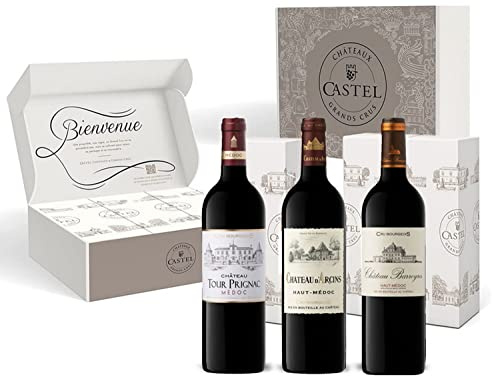 Coffret Cadeau - Vin Rouge - Coffret Crus Bourgeois Châteaux Castel : Château Barreyres - Château d'Arcins - Château Tour Prignac - 3x75cl