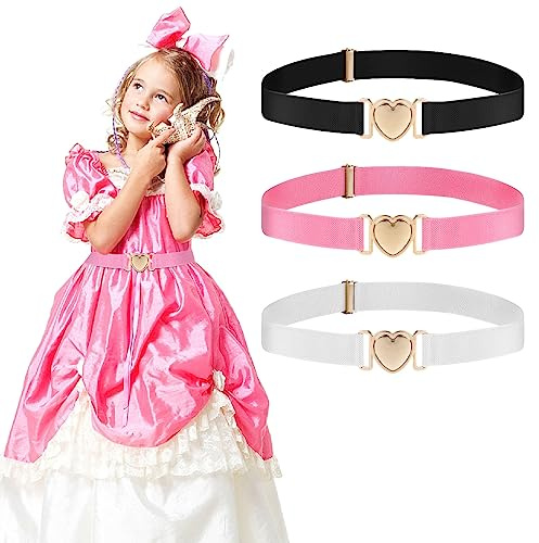 Amaxiu Heart Buckle Ceinture élastique à la taille Filles, Ceintures extensibles réglables Ceinture mignonne à dégagement rapide pour filles Pantalons pour femmes Robe Jeans (noir, blanc, rose)