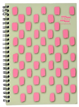 Exacompta Europa Splash - Ref EU1505Z Wirebound Notebooks, Bright Cover, 160 Lined Pages, A5 Size with Micro-Perforated Pages, Pack of 3 Pink/Green Cover