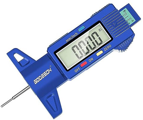 GODESON Misuratore di profondità del battistrada digitale in pollici/mm, con ampio display LCD e strumento di misurazione della profondità del battistrada per auto, camion, moto (blu)