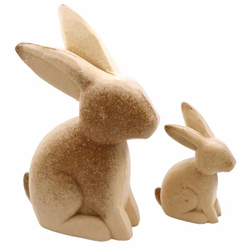 Hpbaggy 2 Piezas Conejo de Pascua, Conejito de Pascua de Madera, Soporte Decorativo de Conejito de Pascua, Lindos Conejitos de Pascua de Madera(conejitos Grandes y pequeños)