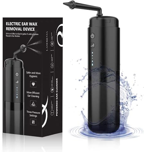 Sxhlseller Elektrischer Ohrenschmalz Entferner - Auto Efficient Safe Ear Cleaner mit 4 Reinigungsmodi & 2 Arten von Düsen, Ohrenschmalz Spülung 300ml Wassertank für Erwachsene Personal Care