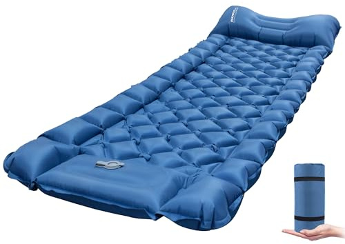 EULANT Esterilla Portátil Inflable para Acampada,Colchoneta Hinchable Individual Ultraligera para Senderismo Viajes Cortos Pesca Playa, Impermeable & Compacta & con Bomba de Pie Incorporada