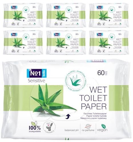 bella No.1 feuchtes Toilettenpapier Sensitive, 100% biologisch abbaubar, 7 x 60 Stück, wet toilet paper