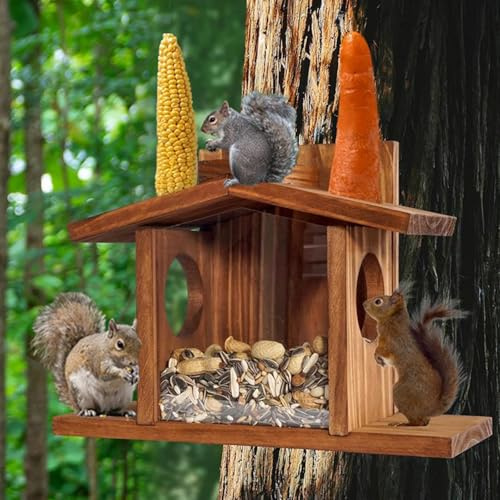 Mangiatoia in legno per scoiattoli – Tavolo da picnic con supporto per arachidi – 33 x 12,7 x 23,6 cm
