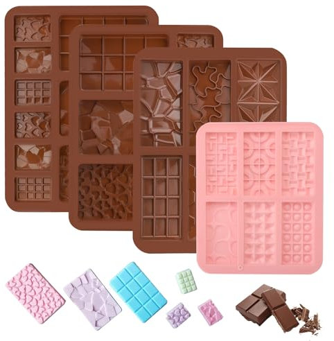 4 pièces moule tablette chocolat moule chocolat tablette moule silicone tablette de chocolat Résistant aux hautes températures Bricolage Pour le chocolat, les biscuits, les pralines, les gelées