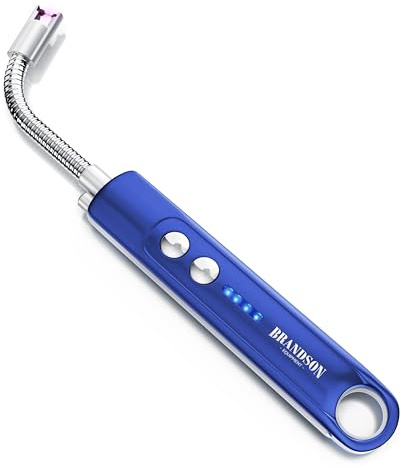 Brandson - Feuerzeug elektrisch - Stabfeuerzeug Lichtbogen mit Akku - USB aufladbar - Kaminanzünder - für Küche Kerzen Gasherde Grill Kamin - inkl. Beleuchtung - Taschenlampenfunktion