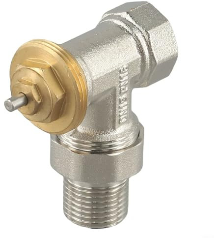 Entgoinggo Válvula de control de temperatura de latón, válvula reguladora termostática de ángulo DN15/DN20 sin cabeza termostática, válvulas de control de temperatura ajustables (DN15)