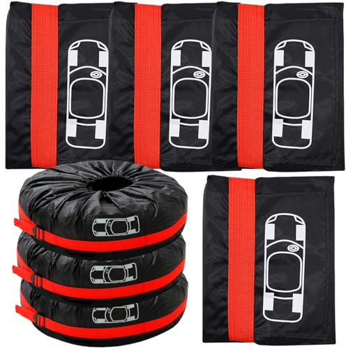 GOMETY Set di 4 borse per pneumatici, 18-23 pollici, impermeabile, antipolvere, per trasporto e stoccaggio puliti (diametro 80 cm, rosso)