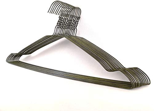 DODIN HOME - Confezione da 50 grucce in filo di bronzo intagliato, salvaspazio, in metallo, con barra per pantaloni, vestiti, magliette, vestiti, con intaglio (50) (bronzo)