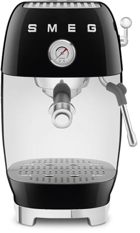 Smeg, ECF03BLEU, macchina da caffè espresso manuale Thermoblock, funzione Cold Brew, ugello vapore e manometro, serbatoio da 1,4 l, 1650 W, nero