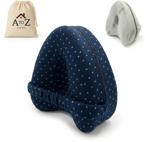 A to Z Home Leg Pillow, Knee Pillow, Pillow for Side Sleepers, Leg Support pillow, Knee pillow for sleeping on side, Bamboo Cover with Extra Blue Color Pillow Cover and Carry bag