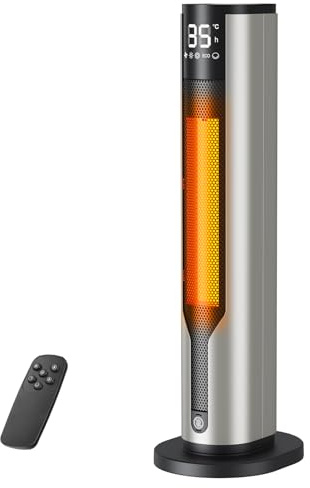 Stufetta Elettrica Basso Consumo 2000W, Termoventilatore da Bagno a Torre, Stufetta Elettrica da Bagno Cerámico PTC, Silenzioso con 3 Livelli, Timer 12H, 70° Oscillazione, Protezione Sicurezza, Casa