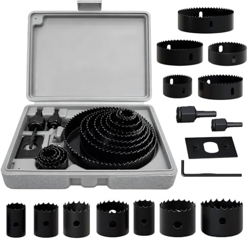 Set di seghe a tazza da 16 pezzi, diametro 19 mm - 127 mm, profondità di taglio 20 mm, set di seghe a tazza bimetalliche con valigetta di trasporto, taglierina in acciaio al carburo per legno