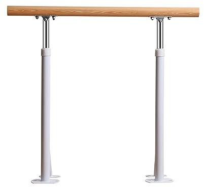 Barre de Ballet réglable pour la Maison et Le Studio - Barre de Danse sur Pied en Bois Massif, antidérapante, réglable en Hauteur pour Enfants et Adultes - Barre de Ballet argentée de 1 m