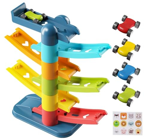 Circuito de Carreras | Vehículo de Juguete para Motricidad,Circuito Interactivo de Rampas Desarrollo de Habilidades Motrices De 3 Años