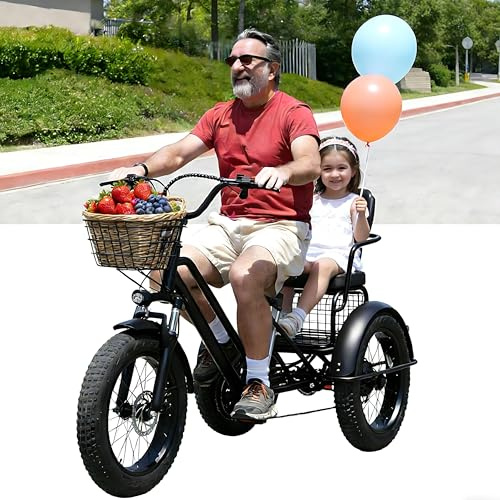 Dfdieratve Triciclo Eléctrico Adulto y Senior - Estable y Seguro, Ruedas 20 Antideslizantes, Asiento Cómodo, Fácil de Usar para Paseos y Recados