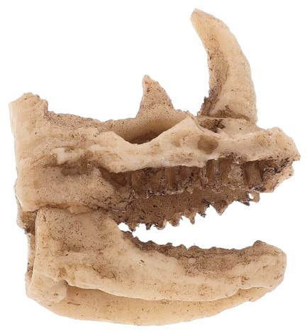 Cabilock Cráneo de Rinoceronte de Resina Realista para Terrario de Reptiles, Escondite Seguro para Dragón Barbudo y Lagartijas, Decoración para Tanque de Tortugas y Acuario, Accesorio