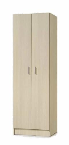 Habitdesign Armario Multiusos Estrecho 2 Puertas 3 Estantes, 180x59x37 (AltoxAnchoxFondo - en cm), Armario Auxiliar Estrecho Color Roble