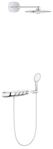 GROHE Rainshower Smartcontrol 360 Duo Combi Shower System with Termostat Chrome, 360mm Head Shower with GROHE Triomassage Spray and 115mm Hand Shower with Two Sprays, Made in Germany, Chrome 26443000