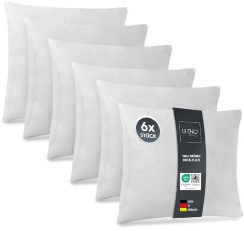 LILENO HOME Set di 6 riempimento cuscino 50x50 cm - Cuscino interno lavabile a 40°C adatto per allergici - Cuscino in poliestere come cuscino per divano, cuscino per la testa