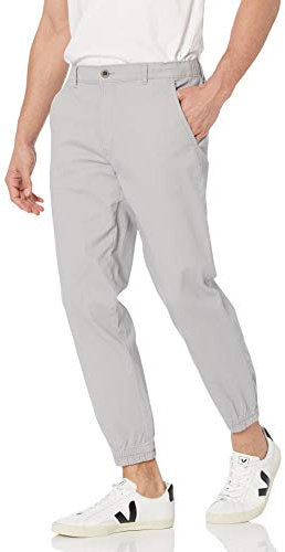 Amazon Essentials Men's Straight-Fit Chino Jogger Pant, Light Grey, Large