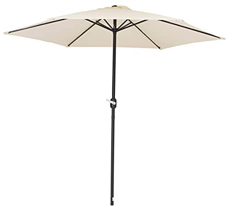 Baroni Home Parasol de Jardin Terrasse et Balcon, Parasol avec Mât Central Réglable avec Manivelle, Parasol Extérieur, Beige Ø 2,70 m x 2,36 m