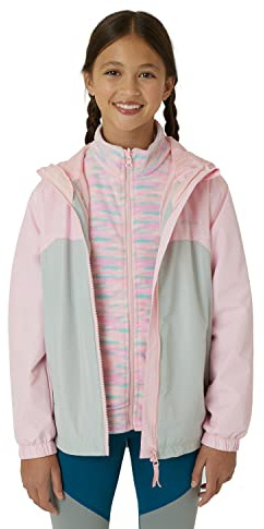 Eddie Bauer Girls' Rain Jacket - Lone Peak Waterproof 3 in 1 Insulated Windbreaker Coat with Removable Fleece Lining (5-20), Size 10-12, Soft Pink