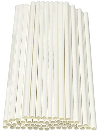 Haobase 50 cannucce di carta biodegradabili, per cocktail, caffè, bevande fredde (bianco)