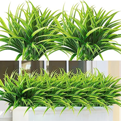 Dremisland 6 St Konstgjorda Gräsväxter 40 cm 16 Stjälkar Utomhusplastväxter UV-Beständig Grönska Falskt Gräs för Hemfönster Trädgård Uteplats Hängande Planterare Stig Veranda Dekor