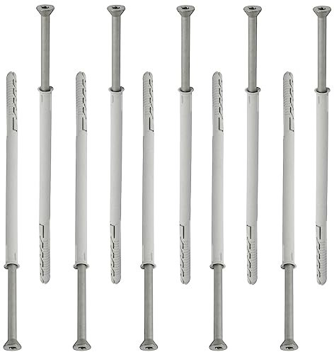 AERZETIX - C67128 - Lot de 10 Chevilles en Plastique Ø10x200 mm à collerette biseautée + 10 vis Ø7x205 autotaraudeuses à tête fraisée à Empreinte étoile TX40 - béton Brique perçage Fixation