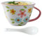 NIUKOMY Frühstückstasse, Groß Tasse Keramik 600ML, Milchtasse, Müslitasse, Cappuccinotassen XXL Kaffeetasse mit Henkel, Porzellan Teetasse mit Löffel, Handbemalte Keramiktassen Rosa