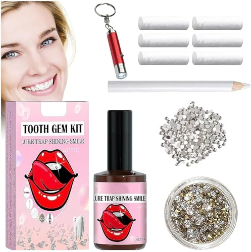Pemarlis 10 Pièces Ensemble de bijoux dentaires,Strass Dentaire Kit avec Colle, Dent Artificielle Cristal Dent Ornements Dents Réfléchissantes, DIY Les Ongles De Décoration des Dents (1)