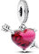 PANDORA Moments Rotes Herz & Pfeil Murano-Glas Charm-Anhänger aus Sterling Silber, Zirkonia, Kompatibel Moments Armbänder, 793085C01