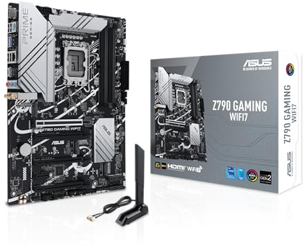 ASUS Z790 GAMING WIFI7 (LGA 1700) ATX motherboard with PCIe 5.0, three M.2 slots, 14+1 DrMOS, DDR5, Realtek 1Gb LAN, HDMI TM, USB 3.2 Gen 2x2 Type-C, front USB 3.2 Gen 1 Type-C, Thunderbolt, Aura Sync