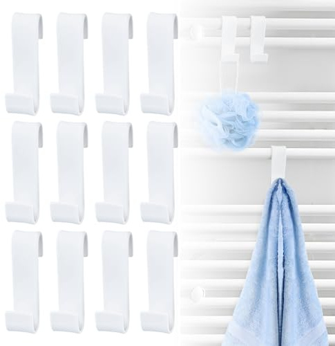 12 Pezzi Appendini Plastica Gancio Radiatore Scaldasalviette Adatto Cucina (Bianco)