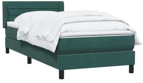 vidaXL Ramsäng med madrass mörkgrön 90x210 cm sammet, Säng, Sängbotten, Enkelsäng, Sovrum Möbler, Säng Stomme, Stoppad säng, Sammet Säng