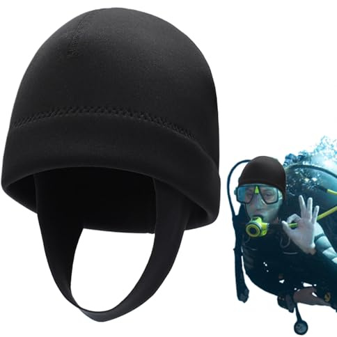 Poludatly Thermo-Badekappen, Dehnbare Tauchhaube, sonnenfeste Surfmützen mit Kinnriemen, Mehrzweck-Wassersportausrüstung für kaltes Wasser, Schwimmen, Schnorcheln