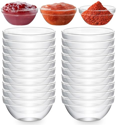 PORFOYO 20 Pezzi Ciotole In Vetro, Ø 7.5 Cm Ciotole Per Salse, 75 Ml Ciotole Per Dessert, Piccole Per Salses Per Dessert,Marmellata,Da Portata,Piatti Per Salse Coppe Gelato