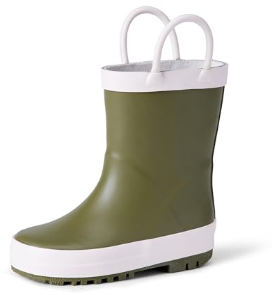 Amazon Essentials x Sofia Grainge Bottes de Pluie en Caoutchouc Mixte Enfante, Vert Olive, 24 EU