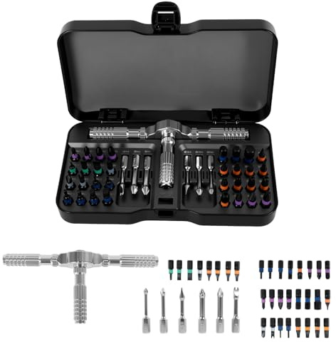 40-in-1 Ratschen Schraubendreher Set Magnetisch Feinmechaniker Werkzeug Set mit Abnehmbarem T-Griff Zweiwege Feinmechaniker Schraubendreher für Möbel Elektronik Fahrrad DIY