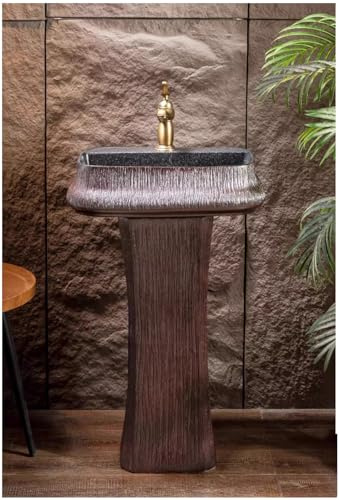 Lavandino autoportante con piedistallo, in ceramica, stile vintage, per bagno o giardino