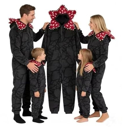 Genérico Unisex D-Demogorgon - Pijama de Forro Polar con Capucha para Adultos, Traje de Dormir de una Pieza, Disfraz de Navidad (Gris, S (Adult))