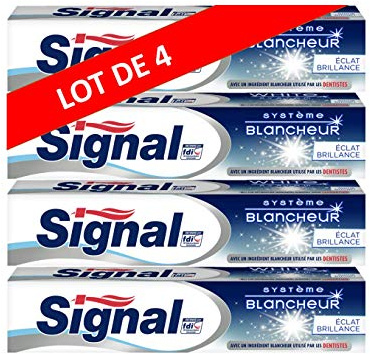 Signal Zahnpasta System White Shine 75 ml, weiße & strahlende Zähne, Zahngesundheit, 4 Stück