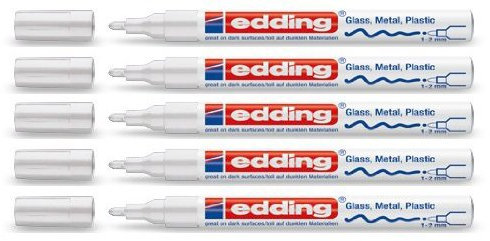 edding Glanzlack-Marker creative 751 weiß, 1-2 mm (5er Pack)