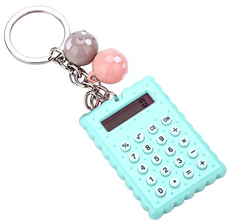 VBESTLIFE -Taschenrechner, tragbar, PVC, 8-stellig, elektronischer Taschenrechner mit Silikonknöpfen und Schlüsselanhänger-Schnalle für Kinder, Studenten