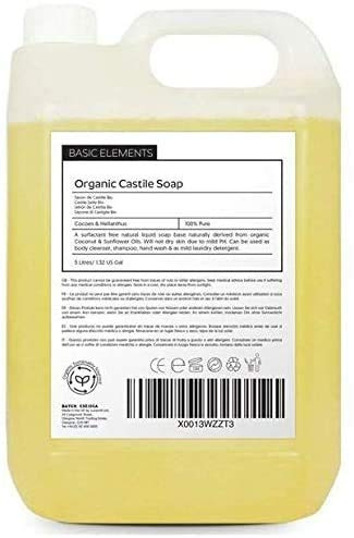 Lucemill Organic Castile Liquid Soap I 5 Litre I 100% Pure Certified Natural Soap I Gentle On Skin and Best For Body Wash Shampoo & Laundry Detergent